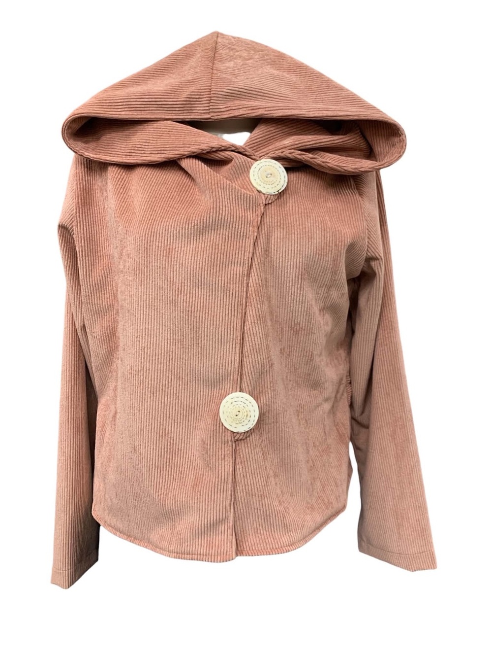 Corduroy Hooded Jacket in Dusty Rose Size M
